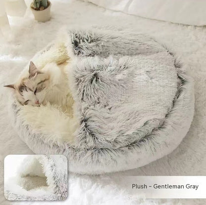 2-In-1 Soft & Warm Plushy Winter Round Pets Bed House