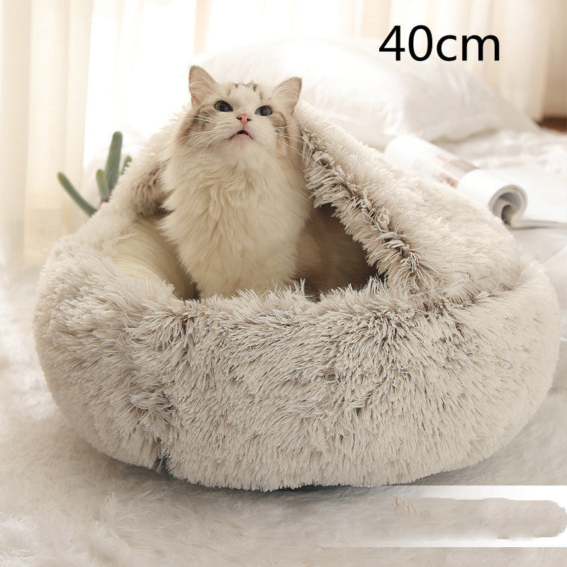 2-In-1 Soft & Warm Plushy Winter Round Pets Bed House