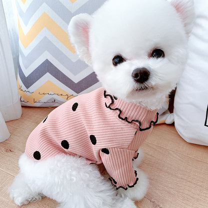 Polka Dot Turtleneck Dog Bottoming Shirt