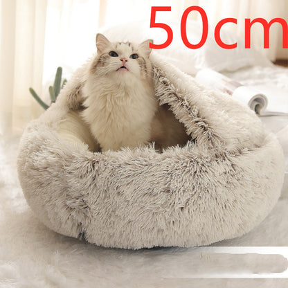 2-In-1 Soft & Warm Plushy Winter Round Pets Bed House