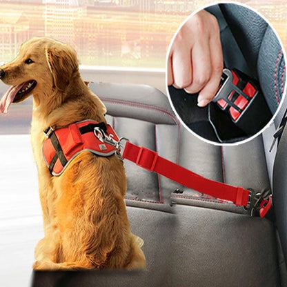 Adjustable Safety Lever Traction Pet Vehicle Seat Belt With Lead Clip