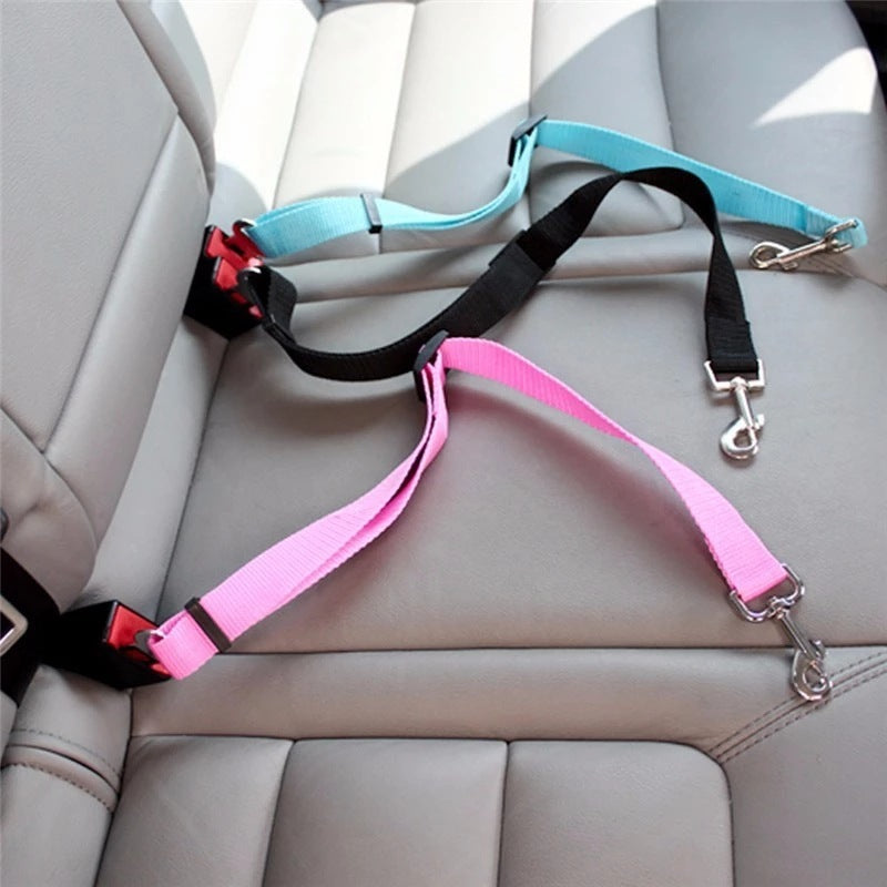 Adjustable Safety Lever Traction Pet Vehicle Seat Belt With Lead Clip