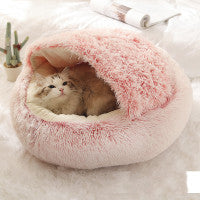 2-In-1 Soft & Warm Plushy Winter Round Pets Bed House