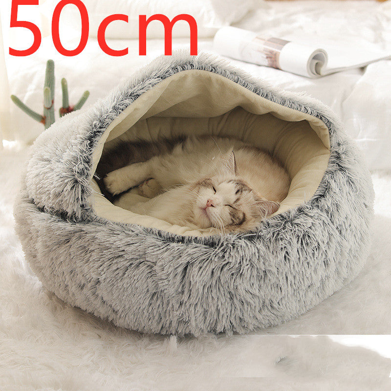 2-In-1 Soft & Warm Plushy Winter Round Pets Bed House