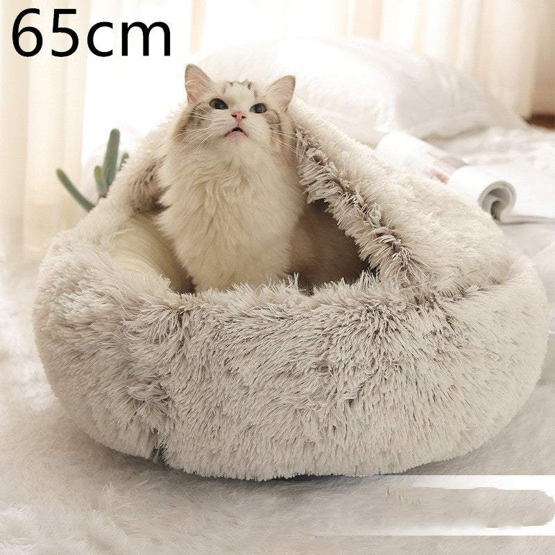 2-In-1 Soft & Warm Plushy Winter Round Pets Bed House