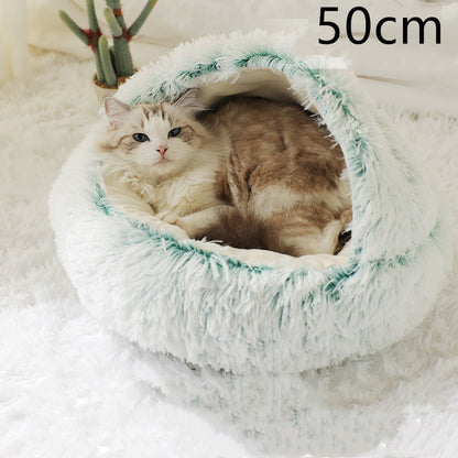 2-In-1 Soft & Warm Plushy Winter Round Pets Bed House