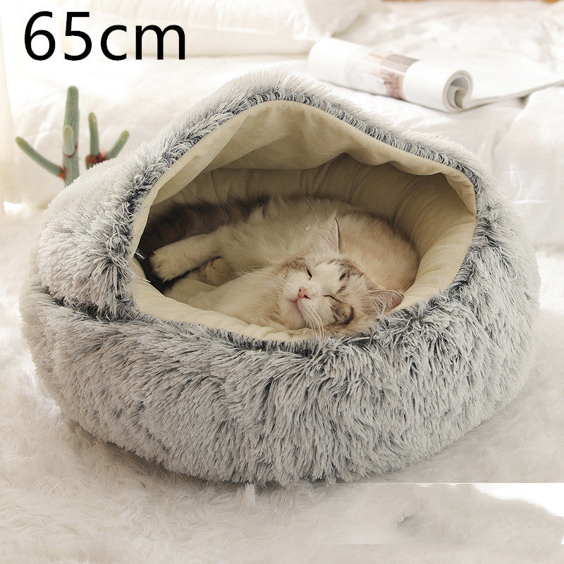 2-In-1 Soft & Warm Plushy Winter Round Pets Bed House