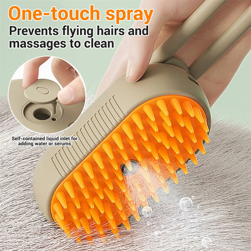 3-In-1 Electric Steamy Pet Grooming & Massage Brush