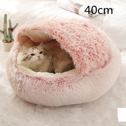 2-In-1 Soft & Warm Plushy Winter Round Pets Bed House