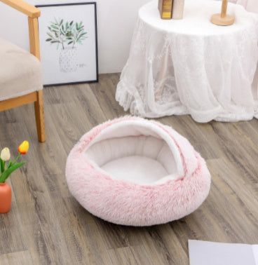 2-In-1 Soft & Warm Plushy Winter Round Pets Bed House