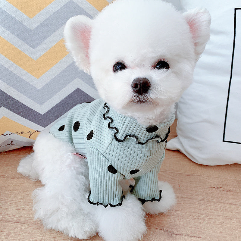 Polka Dot Turtleneck Dog Bottoming Shirt