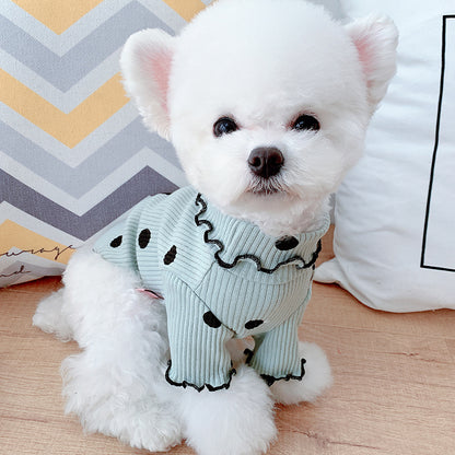 Polka Dot Turtleneck Dog Bottoming Shirt