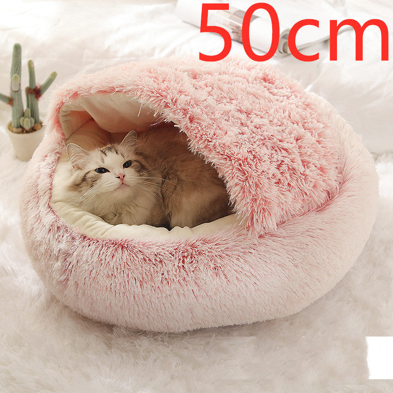 2-In-1 Soft & Warm Plushy Winter Round Pets Bed House