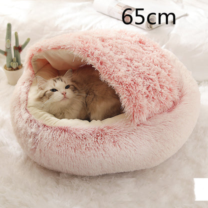 2-In-1 Soft & Warm Plushy Winter Round Pets Bed House