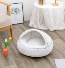 2-In-1 Soft & Warm Plushy Winter Round Pets Bed House