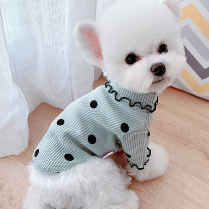 Polka Dot Turtleneck Dog Bottoming Shirt