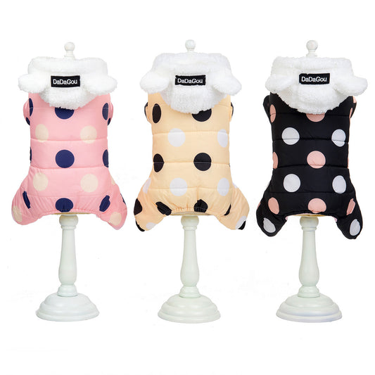 Warm Big Polka Dot Four-Leg Cotton Coat