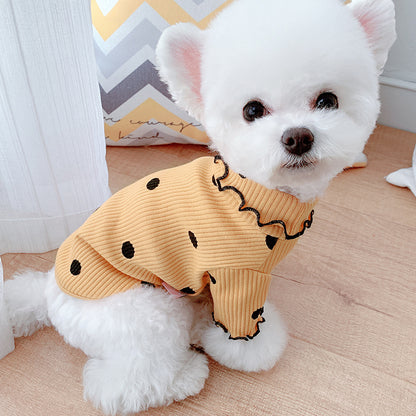 Polka Dot Turtleneck Dog Bottoming Shirt