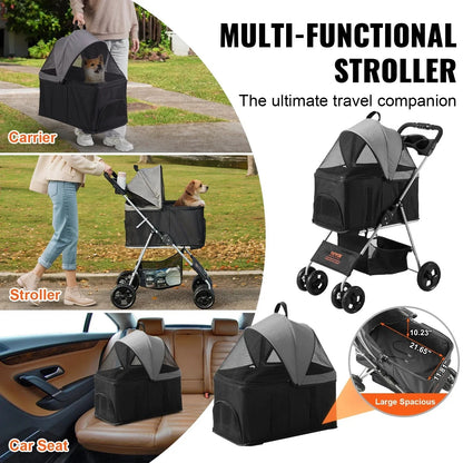 3-In-1 Pet Stroller: Travel Easy With Pets Up to 35 Pounds!