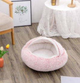 2-In-1 Soft & Warm Plushy Winter Round Pets Bed House