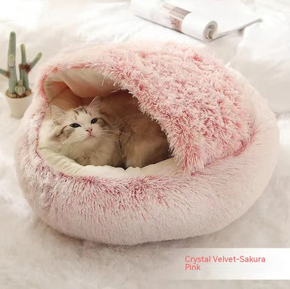 2-In-1 Soft & Warm Plushy Winter Round Pets Bed House