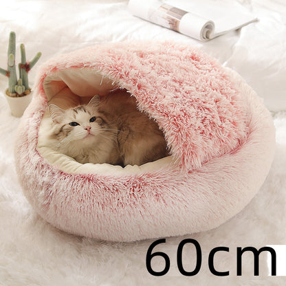 2-In-1 Soft & Warm Plushy Winter Round Pets Bed House