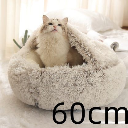 2-In-1 Soft & Warm Plushy Winter Round Pets Bed House