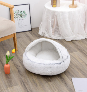 2-In-1 Soft & Warm Plushy Winter Round Pets Bed House