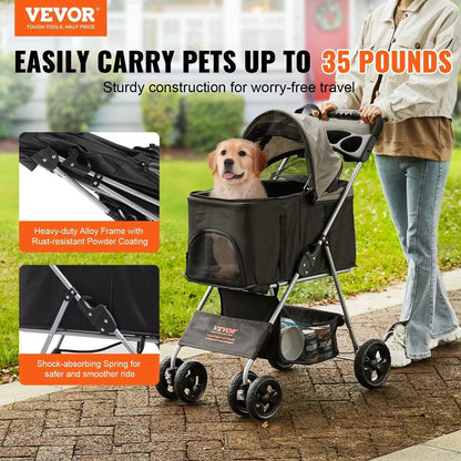 3-In-1 Pet Stroller: Travel Easy With Pets Up to 35 Pounds!